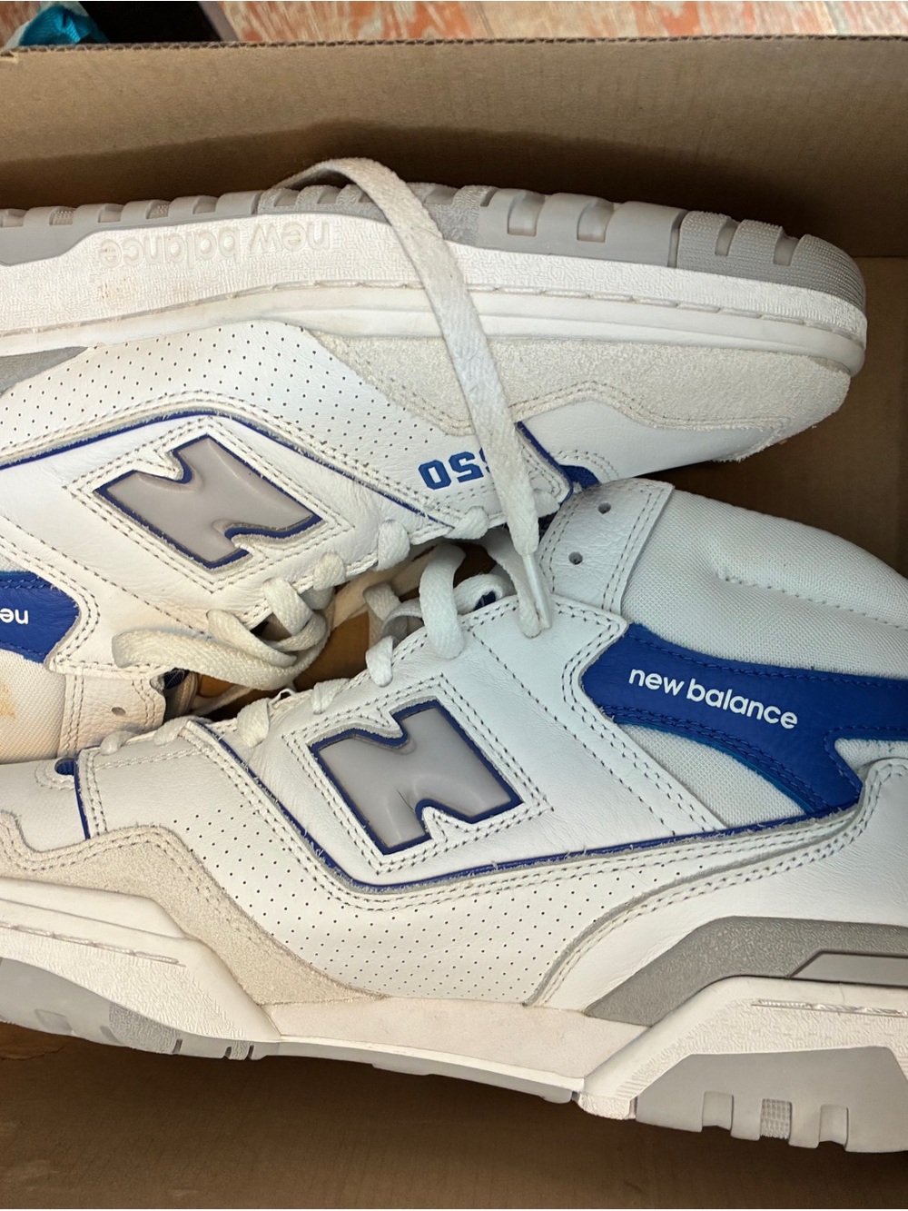 New Balance White and Blue Sneakers 550 Style